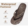 KuaiLu Mens Flip Flops Comfortable Arch Support Waterproof Thong Sandals(Pu-brown)