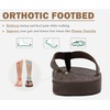 KuaiLu Mens Flip Flops Comfortable Arch Support Waterproof Thong Sandals(Pu-brown)
