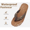 KuaiLu Mens Flip Flops Comfortable Arch Support Waterproof Thong Sandals(Pu-khaki)