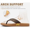 KuaiLu Mens Flip Flops Comfortable Arch Support Waterproof Thong Sandals(Pu-khaki)