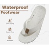 KuaiLu Mens Flip Flops Comfortable Arch Support Waterproof Thong Sandals(White)