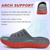 KuaiLu Mens Orthotic Recovery Sandals Arch Support Slides Plantar Fasciitis(Grey Red)