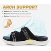 KuaiLu Mens Orthotic Sandals Arch Support Cushion Recovery Walking Slides(Black White)