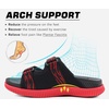 KuaiLu Mens Orthotic Sandals Arch Support Cushion Recovery Walking Slides(Black/Red)
