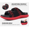 KuaiLu Mens Orthotic Sandals Arch Support Cushion Recovery Walking Slides(Black/Red)