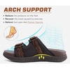 KuaiLu Mens Orthotic Sandals Arch Support Cushion Recovery Walking Slides(Brown)