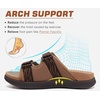 KuaiLu Mens Orthotic Sandals Arch Support Cushion Recovery Walking Slides(Khaki)