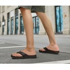 KuaiLu Mens Sport Flip Flops Orthotic Thong Sandals With Arch Support(Black)