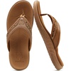 KuaiLu Mens Sport Flip Flops Orthotic Thong Sandals With Arch Support(Khaki)