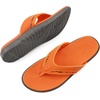 KuaiLu Mens Sport Flip Flops Orthotic Thong Sandals With Arch Support(Orange)