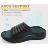 KuaiLu Recovery Sandals Women With Comfortable Arch Support Sport Slides(All Black)