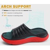 KuaiLu Recovery Sandals Women With Comfortable Arch Support Sport Slides(Black/Red)