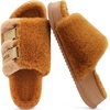 KuaiLu Women’s Orthotic Arch Support Slippers(Plush Khaki)