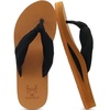 KuaiLu Flip Flops for Women with Arch Support Summer Beach Thong Sandals(Black Tan)