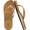 KuaiLu Flip Flops for Women with Arch Support Summer Beach Thong Sandals(Khaki)