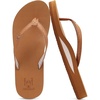 KuaiLu Flip Flops for Women with Arch Support Summer Beach Thong Sandals(Tan)