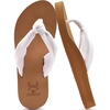 KuaiLu Flip Flops for Women with Arch Support Summer Beach Thong Sandals(White Khaki)