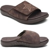 KuaiLu Mens Athletic Slides Wide Adjustable Arch Support Sport Sandals(Dark Brown)