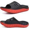 KuaiLu Mens Orthotic Recovery Sandals Arch Support Slides Plantar Fasciitis(Black/Red)
