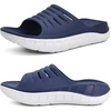 KuaiLu Mens Orthotic Recovery Sandals Arch Support Slides Plantar Fasciitis(Blue White)