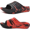 KuaiLu Mens Orthotic Recovery Sandals Arch Support Slides Plantar Fasciitis(Camo-red Black)