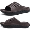 KuaiLu Mens Orthotic Recovery Sandals Arch Support Slides Plantar Fasciitis(Chestnut)