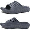 KuaiLu Mens Orthotic Recovery Sandals Arch Support Slides Plantar Fasciitis(Dark Grey)