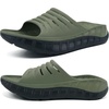 KuaiLu Mens Orthotic Recovery Sandals Arch Support Slides Plantar Fasciitis(Green Black)