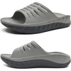 KuaiLu Mens Orthotic Recovery Sandals Arch Support Slides Plantar Fasciitis(Grey)