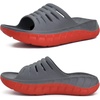 KuaiLu Mens Orthotic Recovery Sandals Arch Support Slides Plantar Fasciitis(Grey Red)