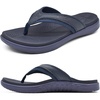 KuaiLu Mens Sport Flip Flops Orthotic Thong Sandals With Arch Support(Dark Blue)