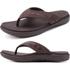 KuaiLu Mens Sport Flip Flops Orthotic Thong Sandals With Arch Support(Fashion Brown)