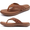 KuaiLu Mens Sport Flip Flops Orthotic Thong Sandals With Arch Support(Fashion Khaki)