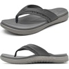 KuaiLu Mens Sport Flip Flops Orthotic Thong Sandals With Arch Support(Grey)