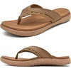 KuaiLu Mens Sport Flip Flops Orthotic Thong Sandals With Arch Support(Khaki)