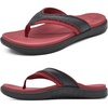 KuaiLu Mens Sport Flip Flops Orthotic Thong Sandals With Arch Support(Red Black)