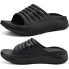KuaiLu Recovery Sandals Women With Comfortable Arch Support Sport Slides(All Black)