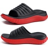 KuaiLu Recovery Sandals Women With Comfortable Arch Support Sport Slides(Black/Red)