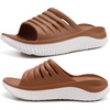 KuaiLu Recovery Sandals Women With Comfortable Arch Support Sport Slides(Khaki White)