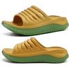 KuaiLu Recovery Sandals Women With Comfortable Arch Support Sport Slides(Yellow Green)