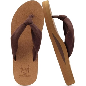 KuaiLu Flip Flops for Women with Arch Support Summer Beach Thong Sandals(Brown Khaki)