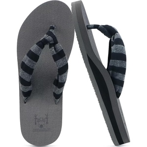 KuaiLu Flip Flops for Women with Arch Support Summer Beach Thong Sandals(Grey Black)