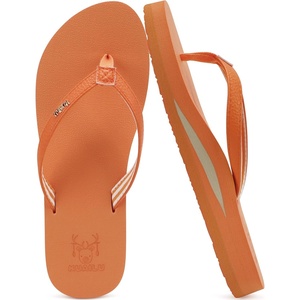 KuaiLu Flip Flops for Women with Arch Support Summer Beach Thong Sandals(Orange)