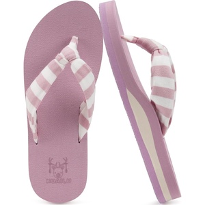 KuaiLu Flip Flops for Women with Arch Support Summer Beach Thong Sandals(Pink White)