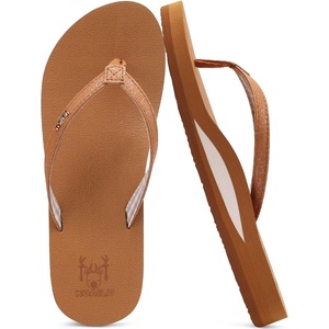 KuaiLu Flip Flops for Women with Arch Support Summer Beach Thong Sandals(Tan)