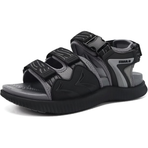 KuaiLu Mens Arch Support Hiking Sandals Orthopedic Athletic Walking Sandles(Grey Black)