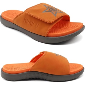 KuaiLu Mens Athletic Slides Wide Adjustable Arch Support Sport Sandals(Orange)