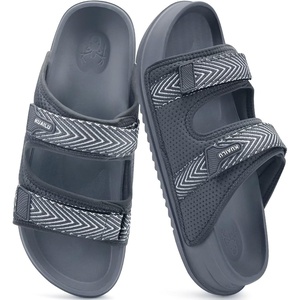 KuaiLu Mens Casual Sandals with Comfortable Orthopedic Arch Support Summer Beach Walking Shoes Cushion Slides Slip on Indoor Outdoor(Grey)