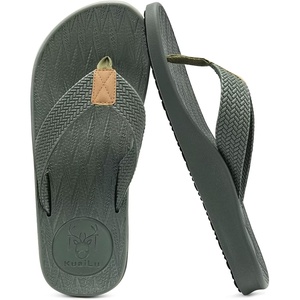KuaiLu Mens Flip Flops Comfortable Arch Support Waterproof Thong Sandals(Army Green)