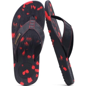 KuaiLu Mens Flip Flops Comfortable Arch Support Waterproof Thong Sandals(Camo-blackred)